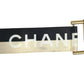 CHANEL 01S CC ココマーク ロゴ プリントバイカラーベルト ローラーバックル バイカラー ベルト キャンバス/レザー レディース ブラック系