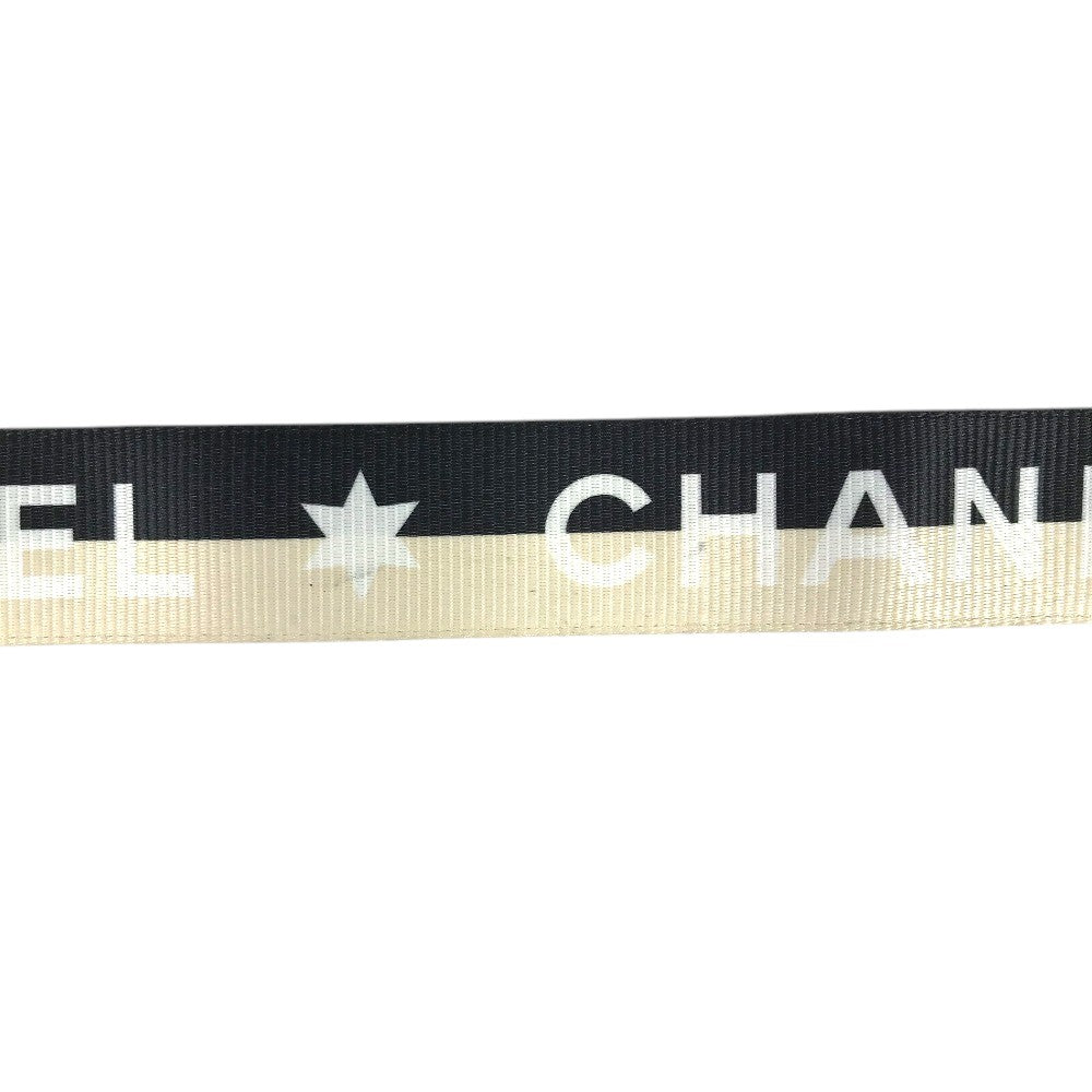 CHANEL 01S CC ココマーク ロゴ プリントバイカラーベルト ローラーバックル バイカラー ベルト キャンバス/レザー レディース ブラック系