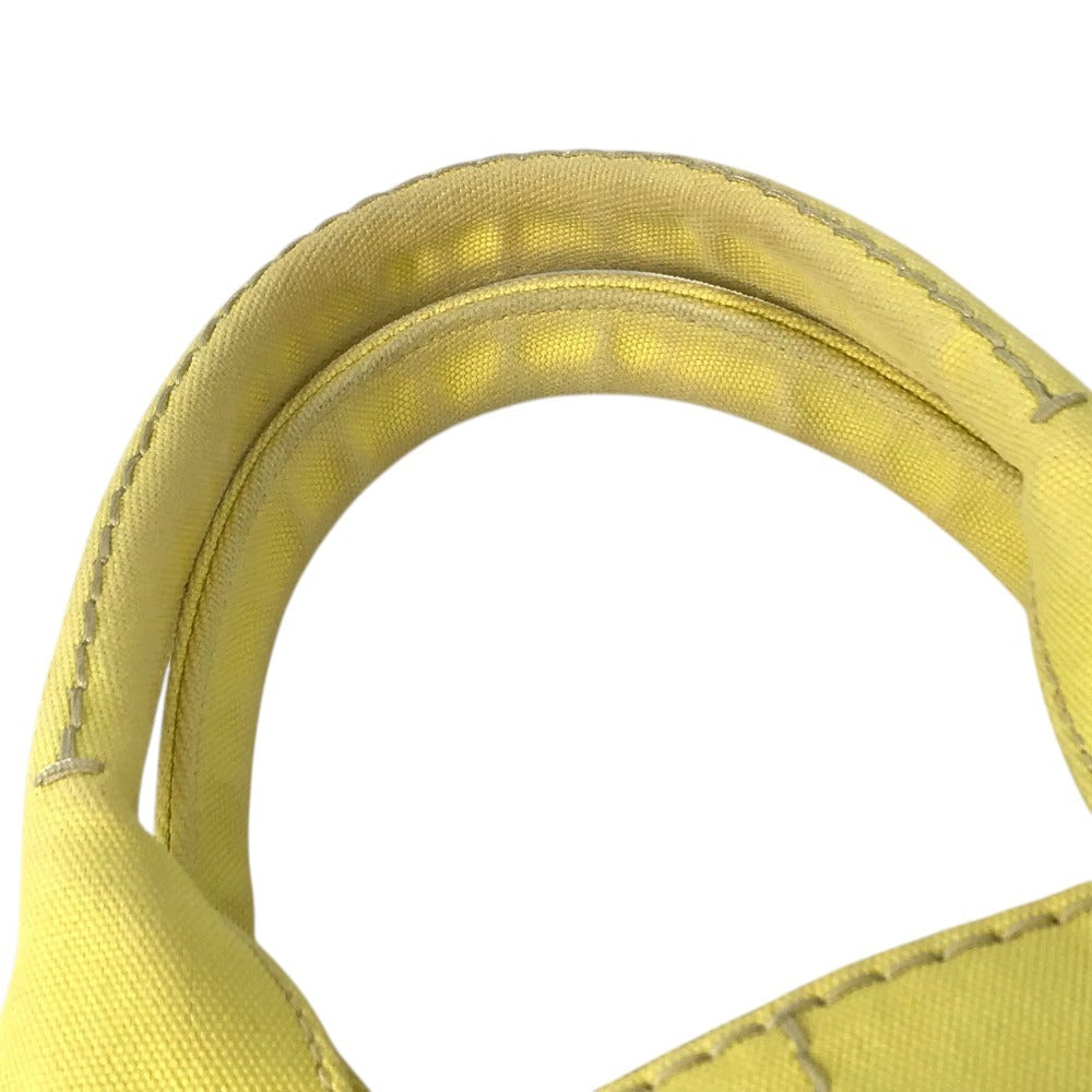 PRADA Canapa logo Tote Bag Hand Bag Canvas yellow Used