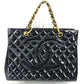 CHANEL ヴィンテージ マトラッセ キルティング CC ココマーク ロゴ トートバッグ カバン Wチェーン ハンドバッグ パテントレザー ユニセックス ブラック