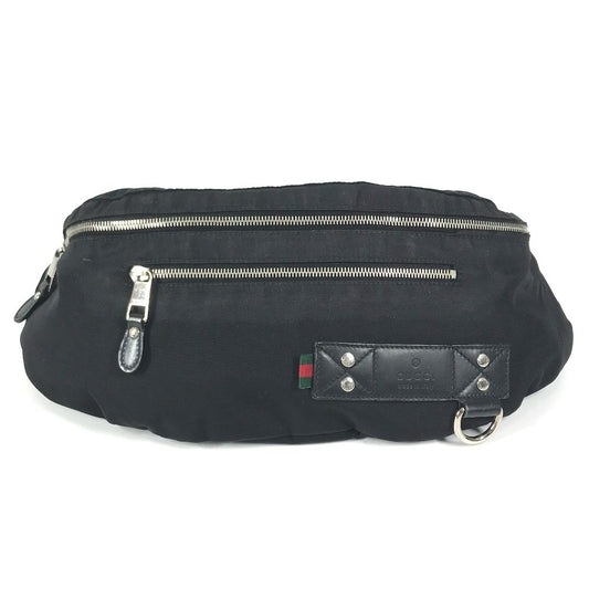 GUCCI 246409 logo sherry line Belt bag, waist pouch, bag, body bag body bag Nylon Black Used