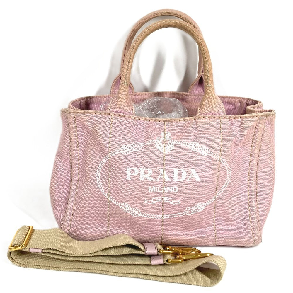 PRADA カナパ ロゴ MINI ミニ トートバッグ カバン 2WAYバッグ ショルダーバッグ ハンドバッグ キャンバス ユニセックス ピンク。