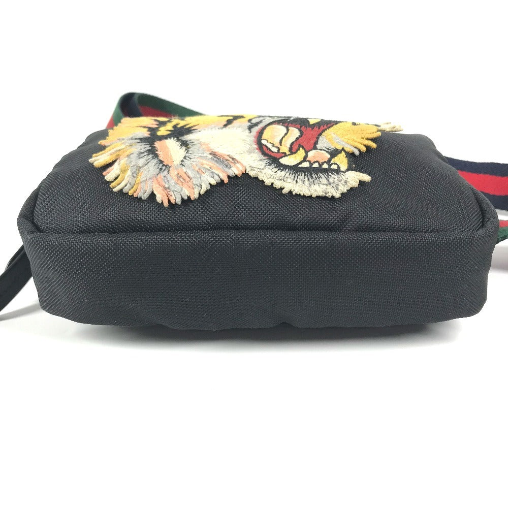 GUCCI 523323 Sherry line Taiga head Belt bag, handbag, waist pouch body bag Nylon Black Used