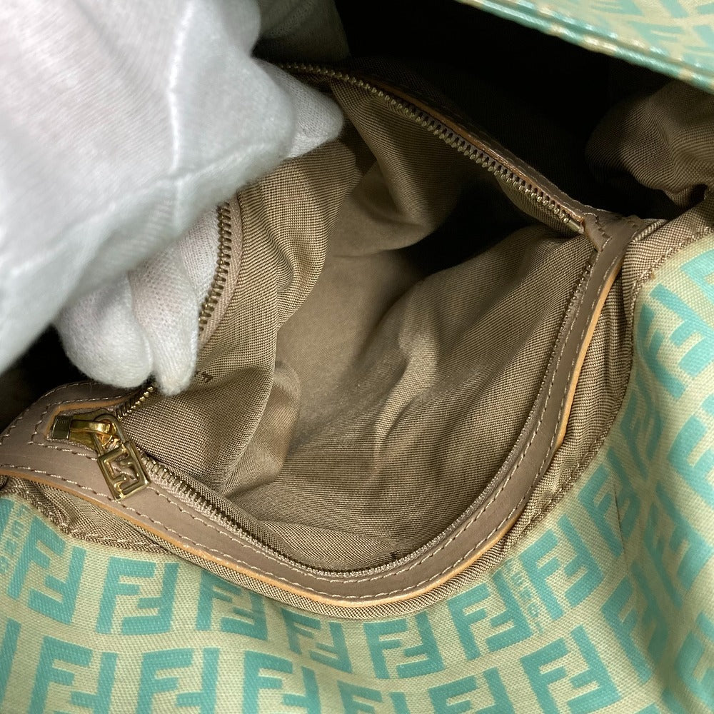 FENDI マンマバケット ズッキーノ ロゴ カバン 肩掛け フラップ ハンドバッグ ショルダーバッグ コーティングキャンバス レディース グリーン