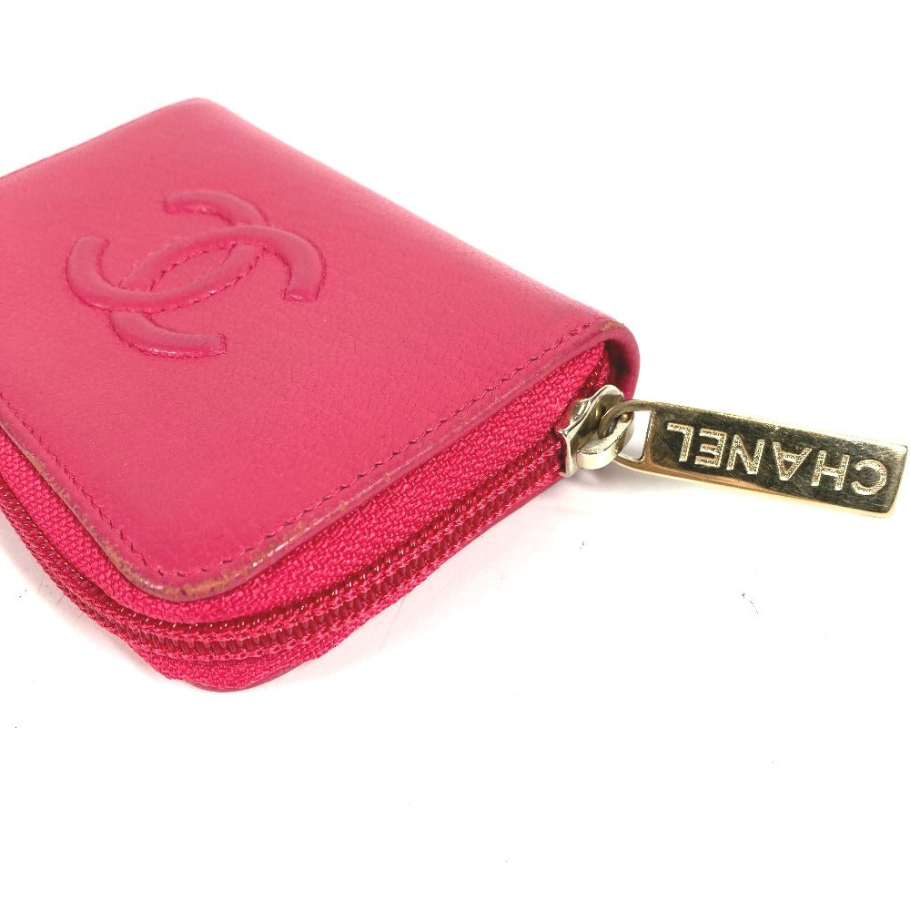 CHANEL CC ココマーク ロゴ 財布 小銭入れ ラウンドファスナー コインケース レザー レディース ピンク