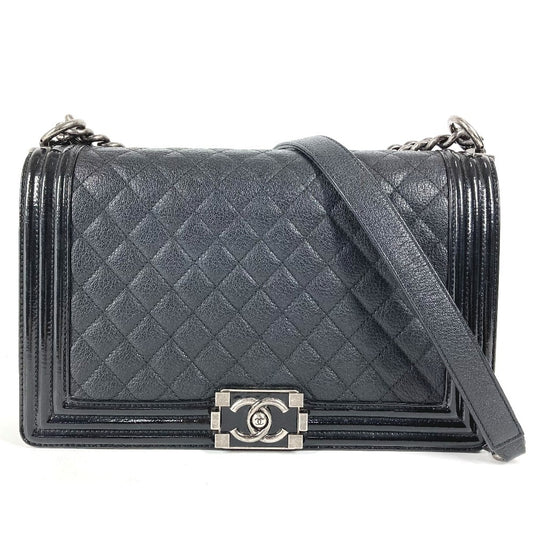 CHANEL A92193 マトラッセ キルティング ボーイシャネル ラージ 28 カバン Wチェーンバッグ カバン フラップ ショルダーバッグ キャビアスキン ユニセックス ブラック