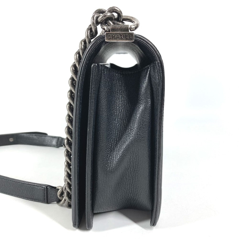 CHANEL A92193 マトラッセ キルティング ボーイシャネル ラージ 28 カバン Wチェーンバッグ カバン フラップ ショルダーバッグ キャビアスキン ユニセックス ブラック