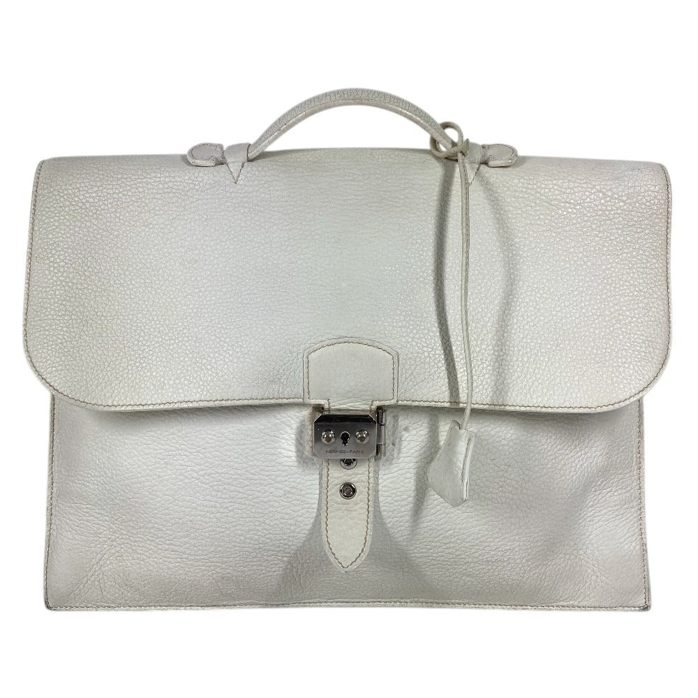HERMES サックアデペッシュ 38 サックアデペッシュ38 トートバッグ 肩掛け ハンドバッグ ビジネスバッグ レザー ユニセックス ホワイト