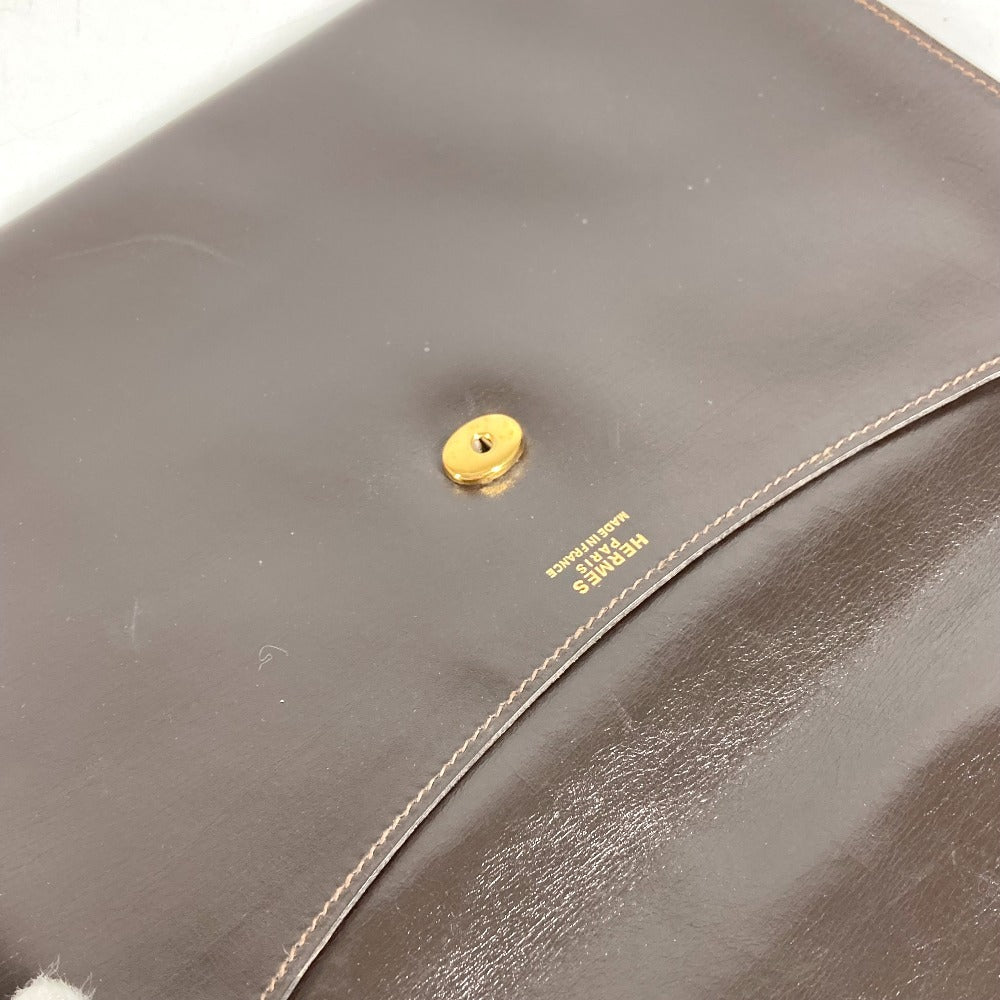 HERMES Hロゴ ヴィンテージ ポシェットリオ ポシェットリオ クラッチバッグ カバン ポーチ セカンドバッグ レザー レディース ブラウン
