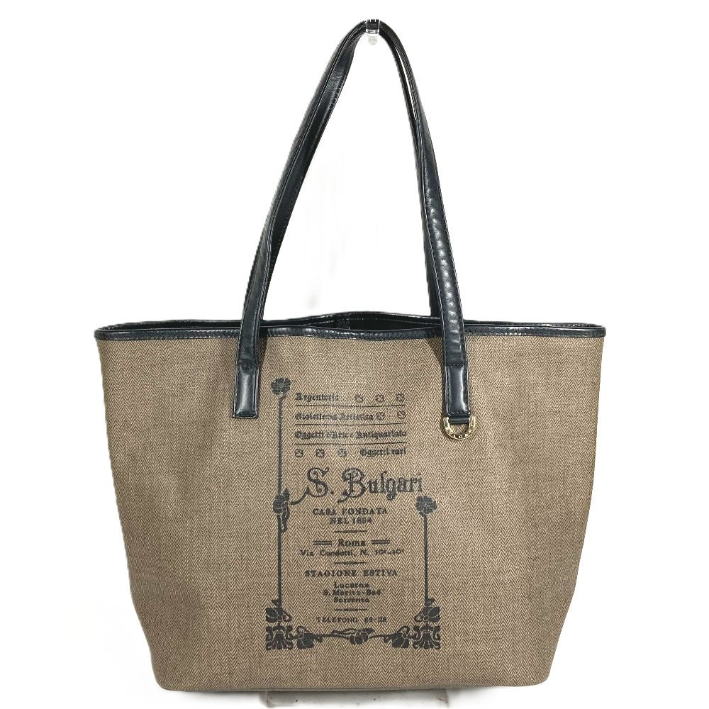BVLGARI ロゴ S.Bulgari カバン トートバッグ 肩掛け ショルダーバッグ レザー/コーティングキャンバス ユニセックス グレー