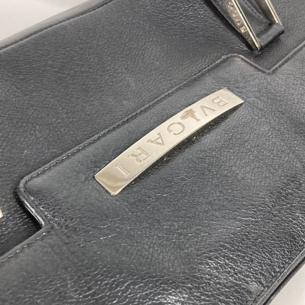 BVLGARI ロゴ フラップ カバン トートバッグ 肩掛け ショルダーバッグ レザー ユニセックス ブラック