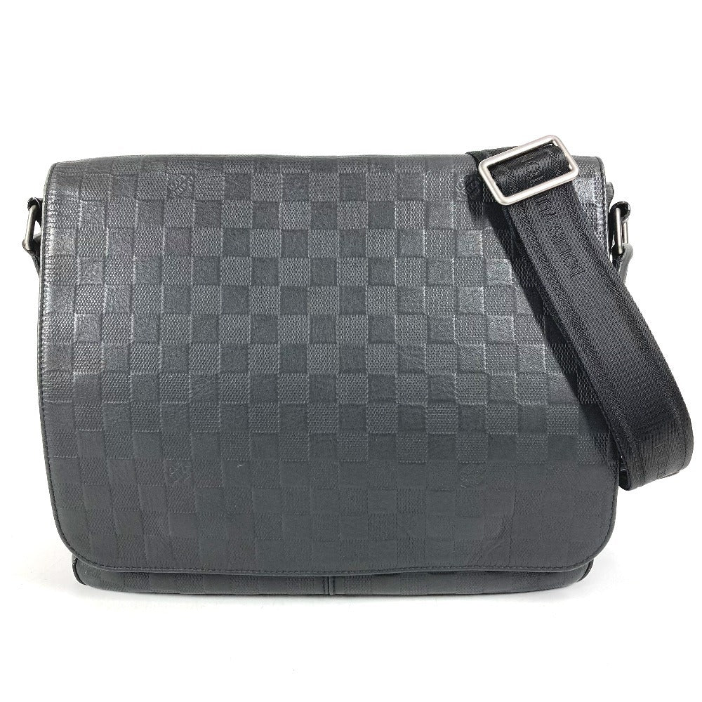 LOUIS VUITTON N41284 ダミエアンフィニ ディストリクトMM ディストリクト MM メッセンジャーバッグ カバン フラップ 斜め掛け ショルダーバッグ ダミエアンフィニレザー ユニセックス オニキス ブラック