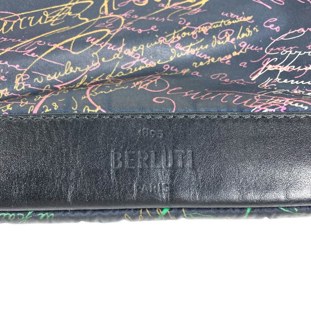 Berluti Wジップ ダブルファスナー エスプリットカリグラフィ カバン ポーチ セカンドバッグ クラッチバッグ ナイロン ユニセックス ブラック