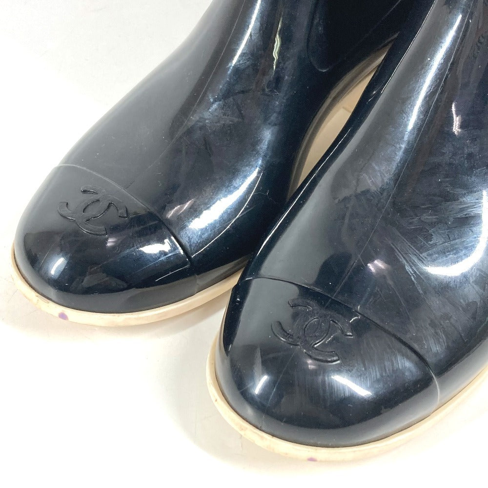 CHANEL G26648 カメリア CC ココマーク ロゴ レインブーツ 長靴 ロング 雨 靴 シューズ レインシューズ ラバー レディース ブラック