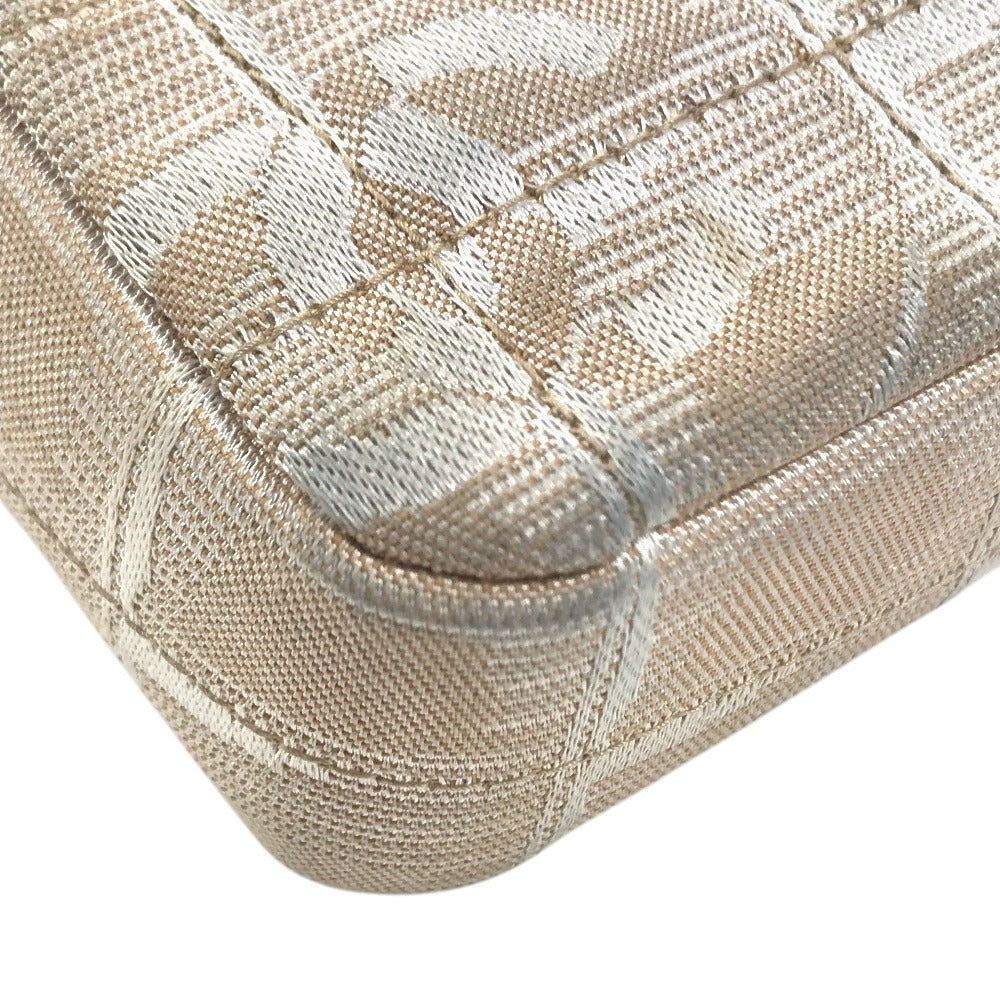 CHANEL ニュートラベルライン CC ココマーク ロゴ カバン 肩掛け フラップ チェーンバッグ ショルダーバッグ ナイロン レディース ベージュ