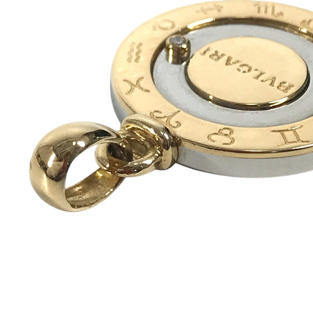 BVLGARI K18 金 18K ホロスコープ ダイヤ ダイヤモンド　1PD ネックレス チョーカー ジュエリー アクセサリー ペンダントトップ YG750 ユニセックス ゴールド