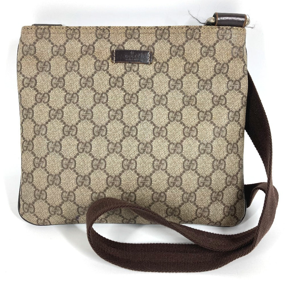 GUCCI 201538 GG logo Crossbody Pochette bag Shoulder Bag GGPVC/Leather Beige/Dark brown Used