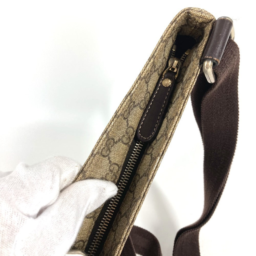 GUCCI 201538 GG logo Crossbody Pochette bag Shoulder Bag GGPVC/Leather Beige/Dark brown Used