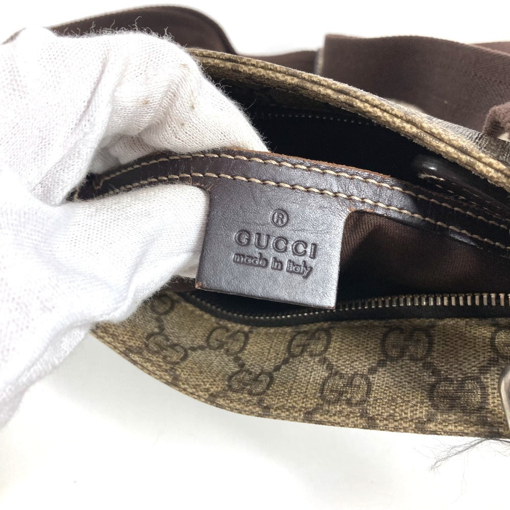 GUCCI 201538 GG logo Crossbody Pochette bag Shoulder Bag GGPVC/Leather Beige/Dark brown Used