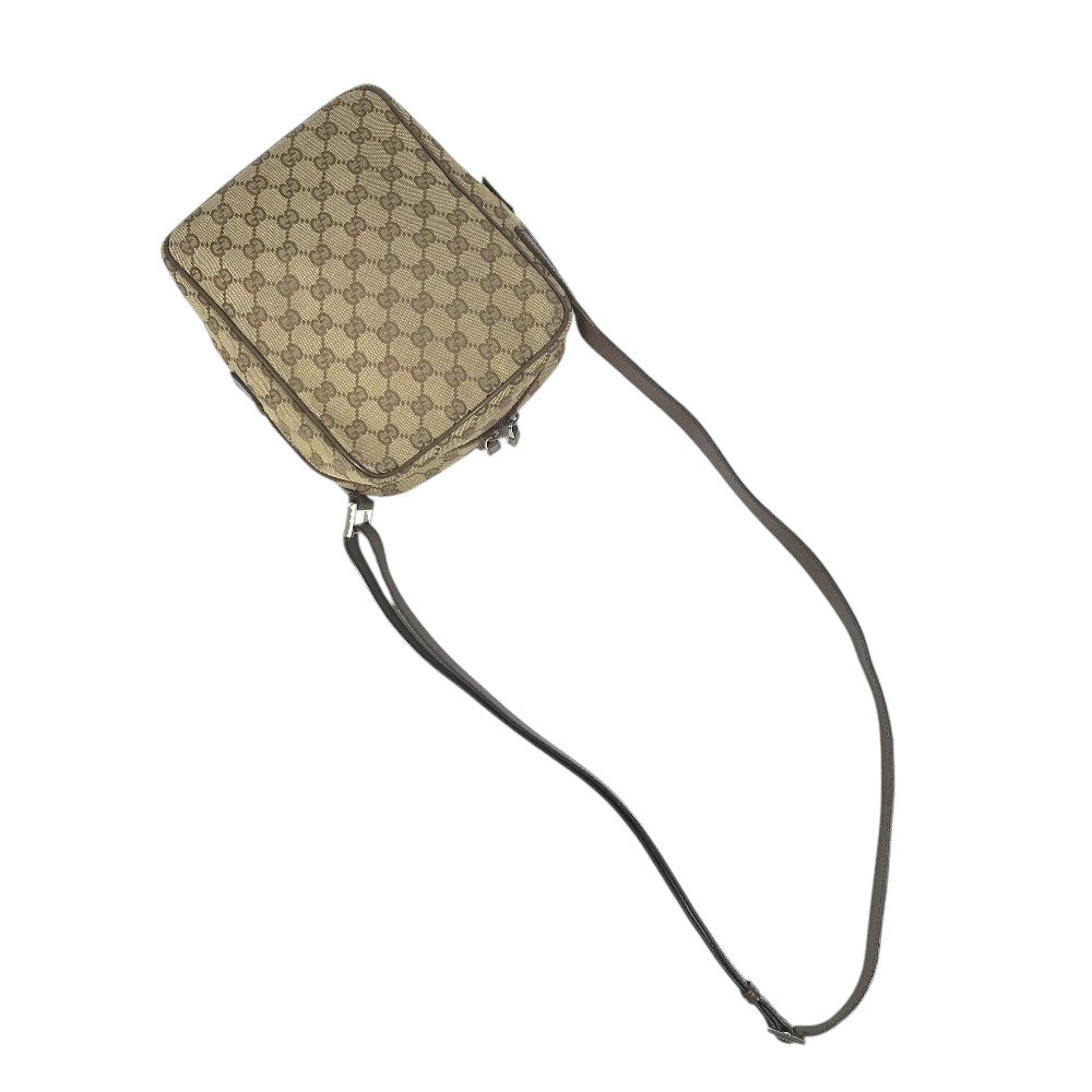GUCCI 03136 GG logo all-over pattern bag shawl Shoulder Bag GGCanvas/Leather Beige Used