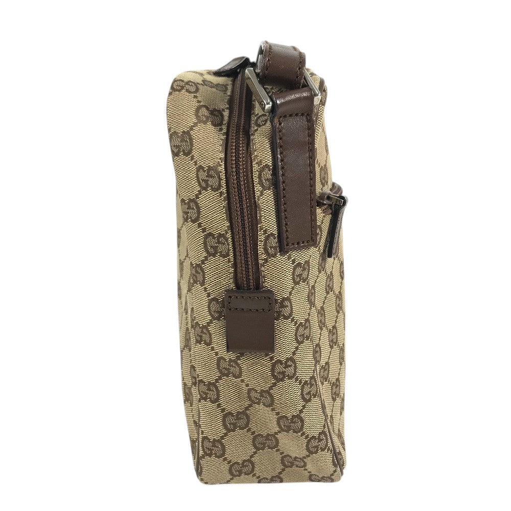 GUCCI 03136 GG logo all-over pattern bag shawl Shoulder Bag GGCanvas/Leather Beige Used