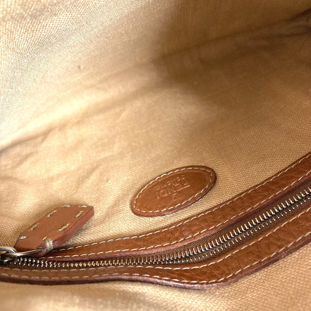 FENDI Selleria logo Crossbody Pochette bag Shoulder Bag Leather Brown Used