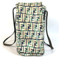FENDI logo Bag Tote Bag shawl Shoulder Bag Leather/Canvas Green/Beige x blue Used