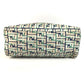 FENDI logo Bag Tote Bag shawl Shoulder Bag Leather/Canvas Green/Beige x blue Used