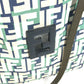 FENDI logo Bag Tote Bag shawl Shoulder Bag Leather/Canvas Green/Beige x blue Used