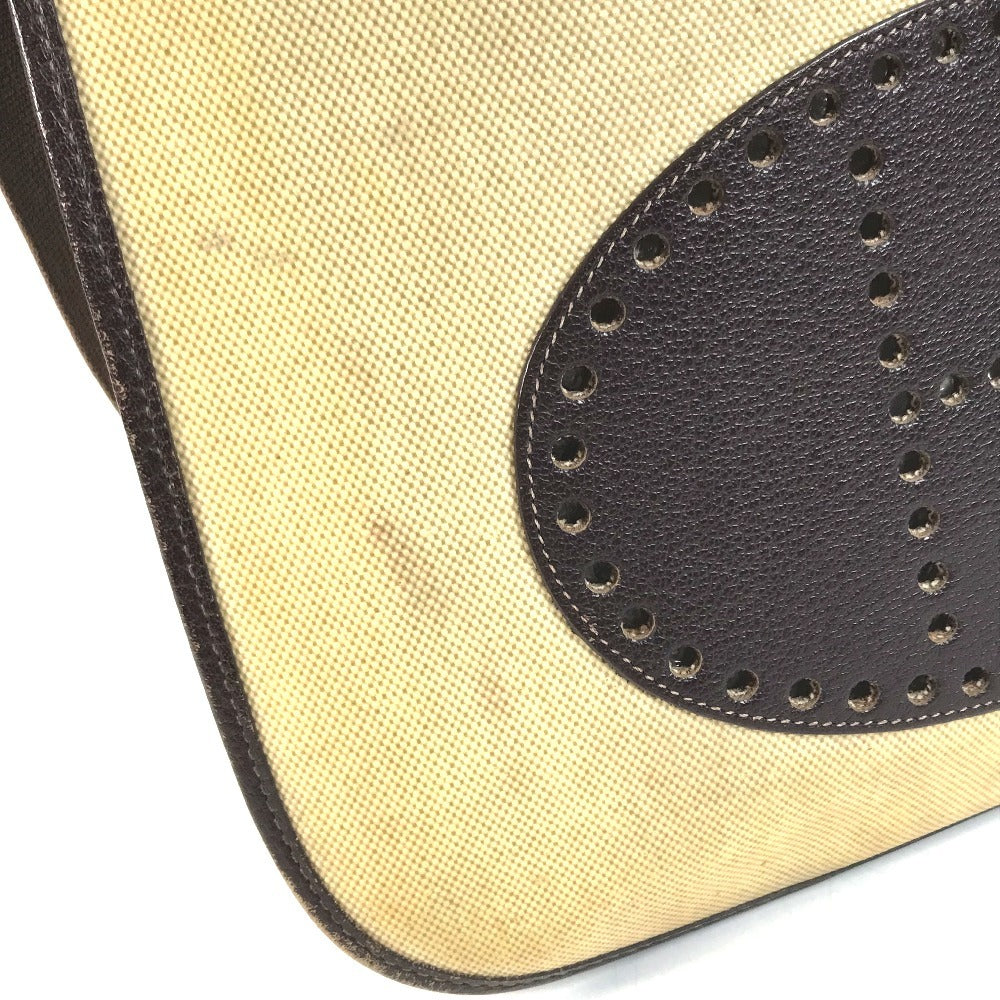 HERMES Evelyne 1 GM EvelyneGM Bag Crossbody Shoulder Bag Leather / Coated Canvas Beige/Brown Used