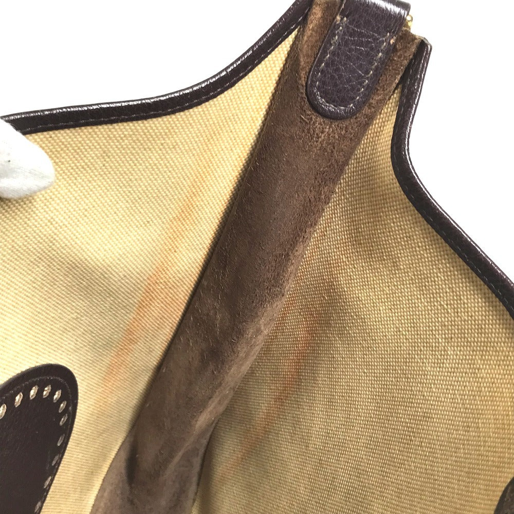 HERMES Evelyne 1 GM EvelyneGM Bag Crossbody Shoulder Bag Leather / Coated Canvas Beige/Brown Used