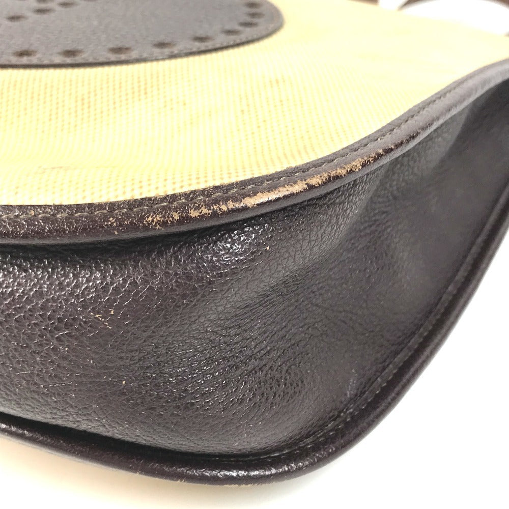 HERMES Evelyne 1 GM EvelyneGM Bag Crossbody Shoulder Bag Leather / Coated Canvas Beige/Brown Used