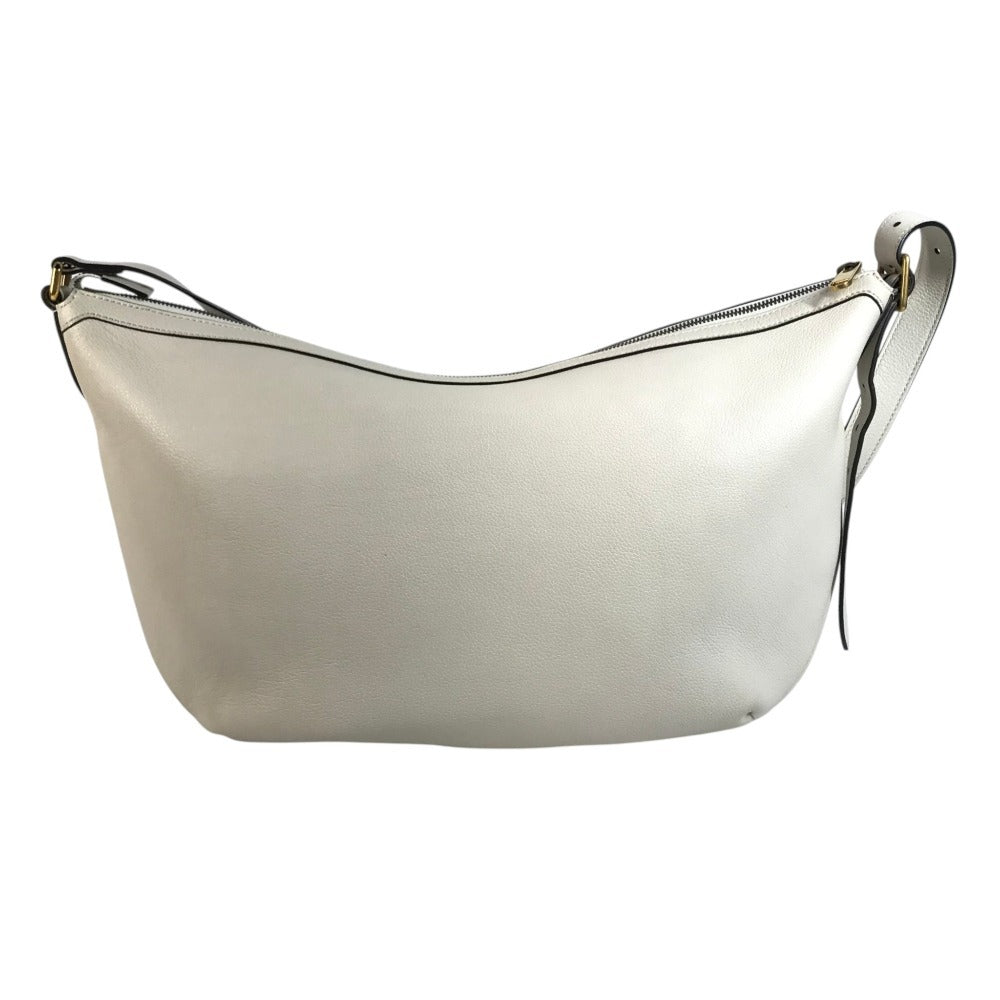 GUCCI 523588 Logo Hobo Bag Half Moon Bag Crossbody Shoulder Bag Leather White Used