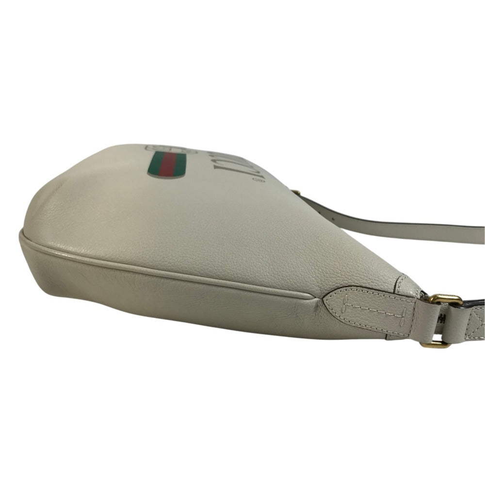 GUCCI 523588 Logo Hobo Bag Half Moon Bag Crossbody Shoulder Bag Leather White Used