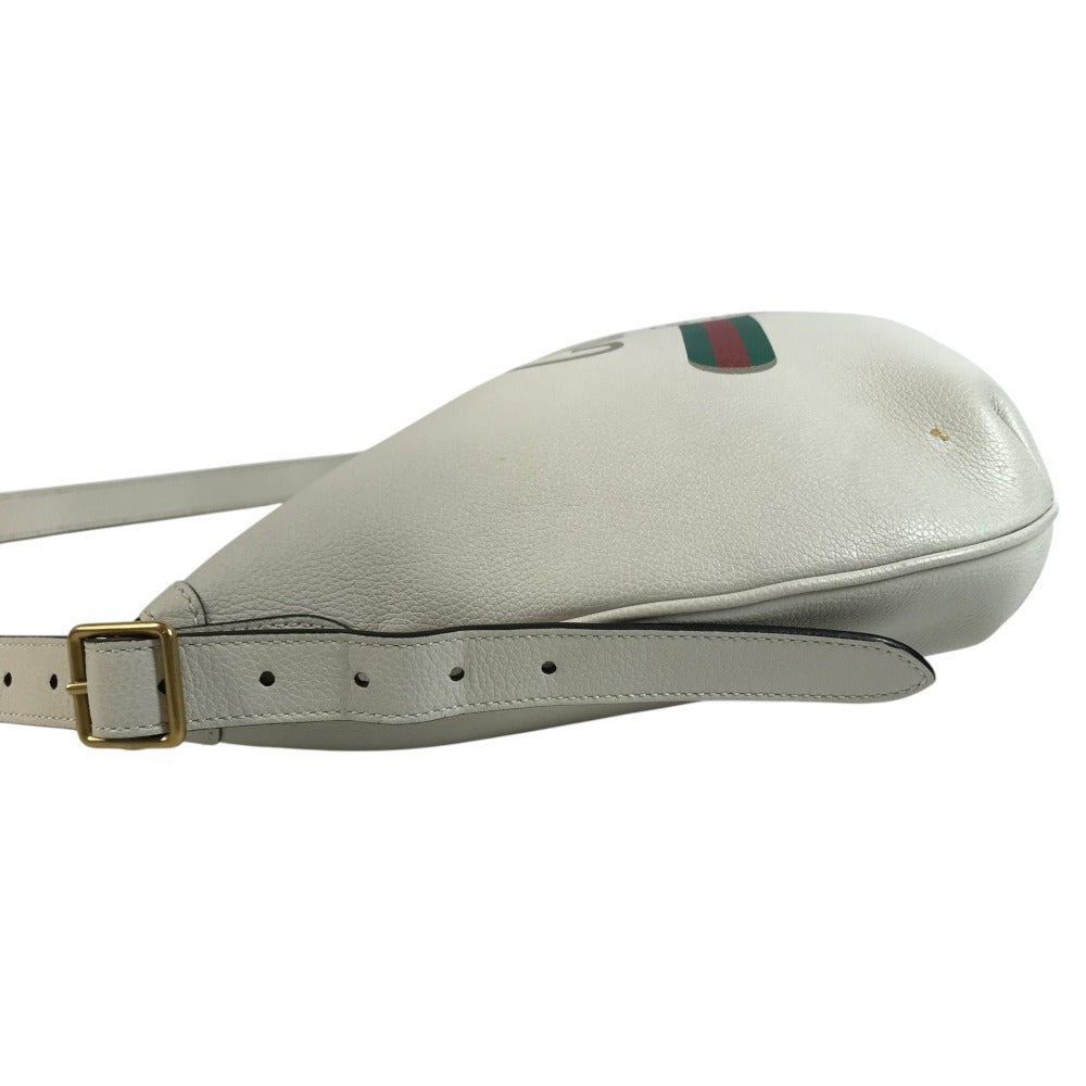 GUCCI 523588 Logo Hobo Bag Half Moon Bag Crossbody Shoulder Bag Leather White Used