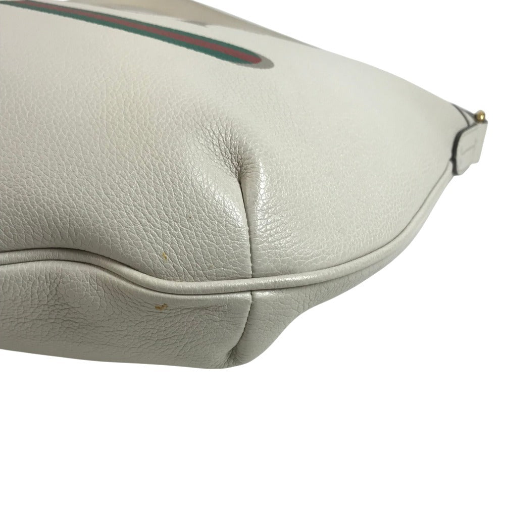 GUCCI 523588 Logo Hobo Bag Half Moon Bag Crossbody Shoulder Bag Leather White Used