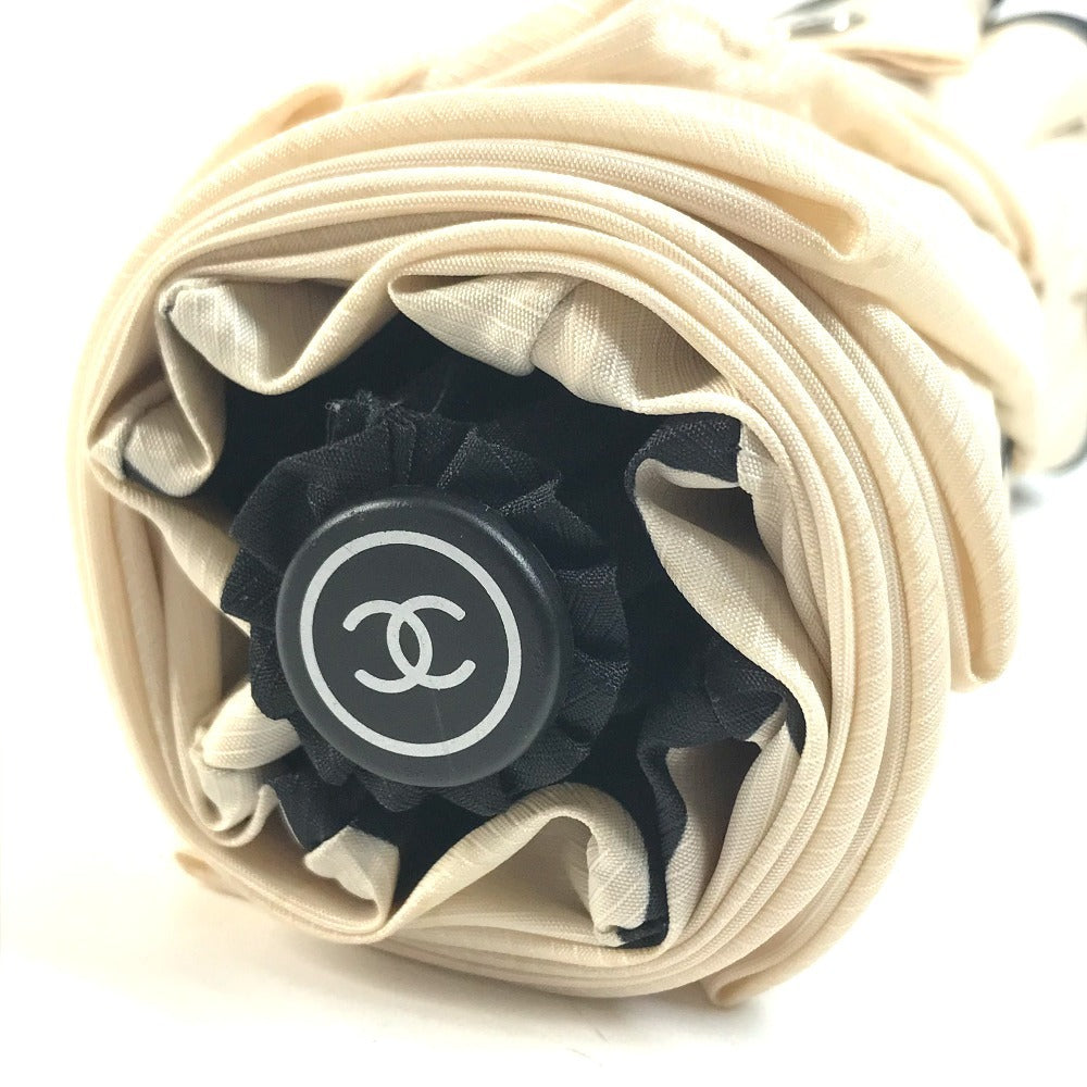 CHANEL CC CC Mark Bicolor Folding Umbrella umbrella polyester Beige/Black Used