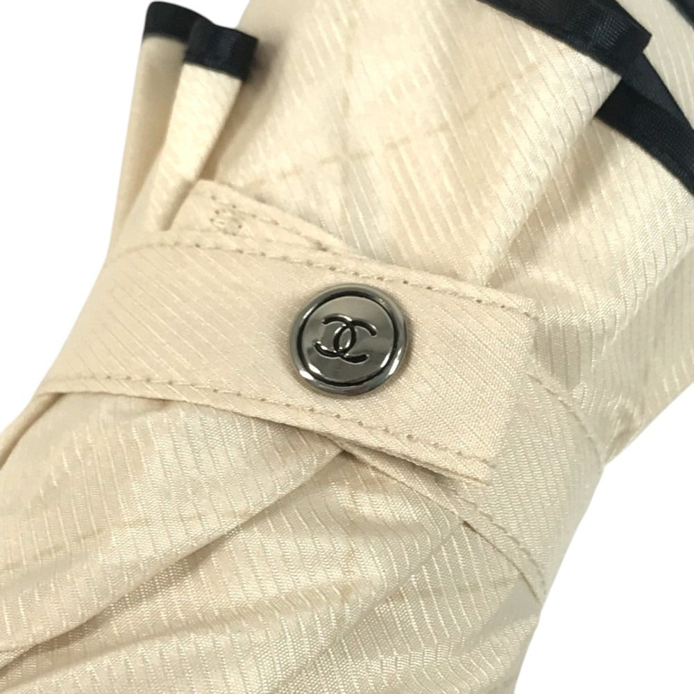 CHANEL CC CC Mark Bicolor Folding Umbrella umbrella polyester Beige/Black Used