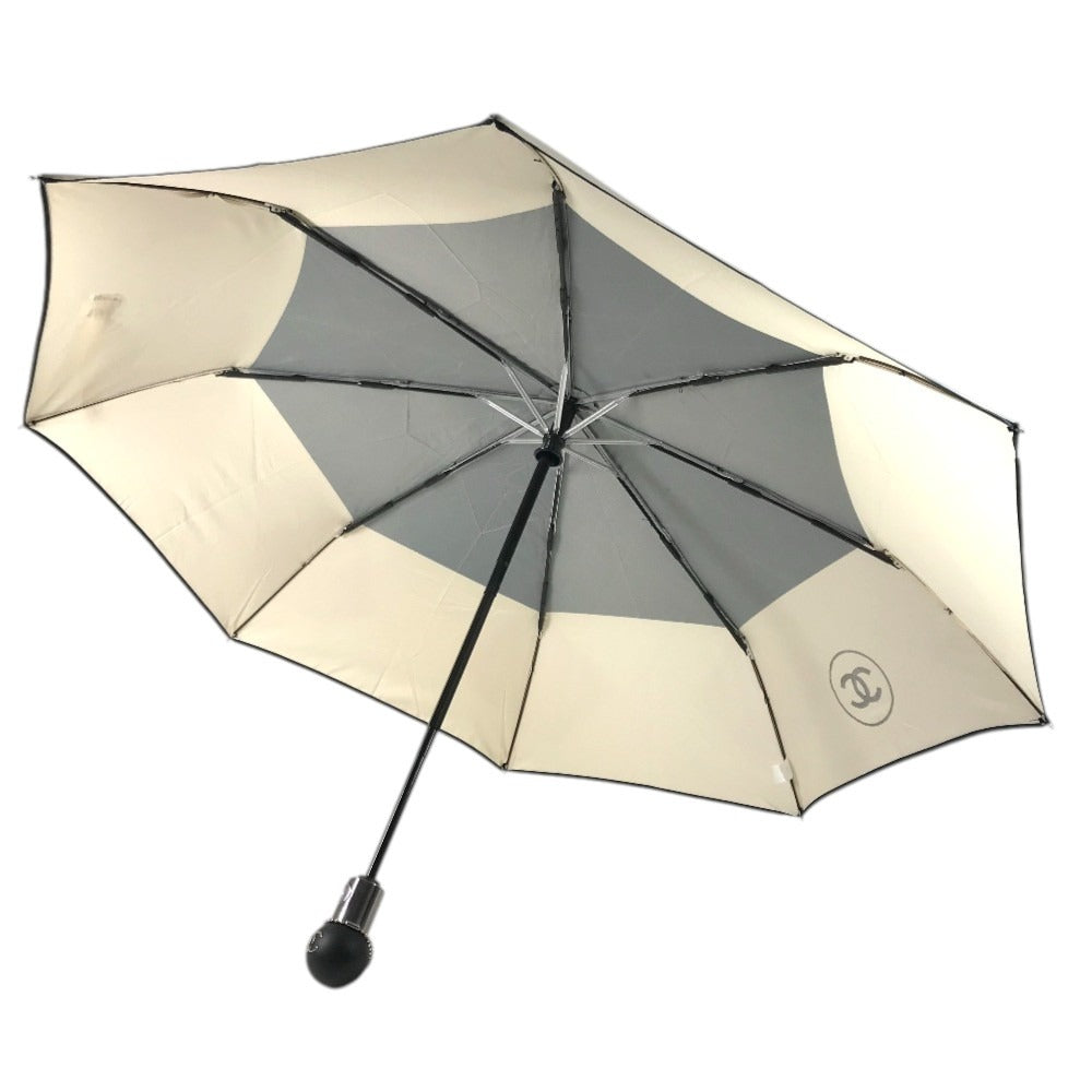 CHANEL CC CC Mark Bicolor Folding Umbrella umbrella polyester Beige/Black Used