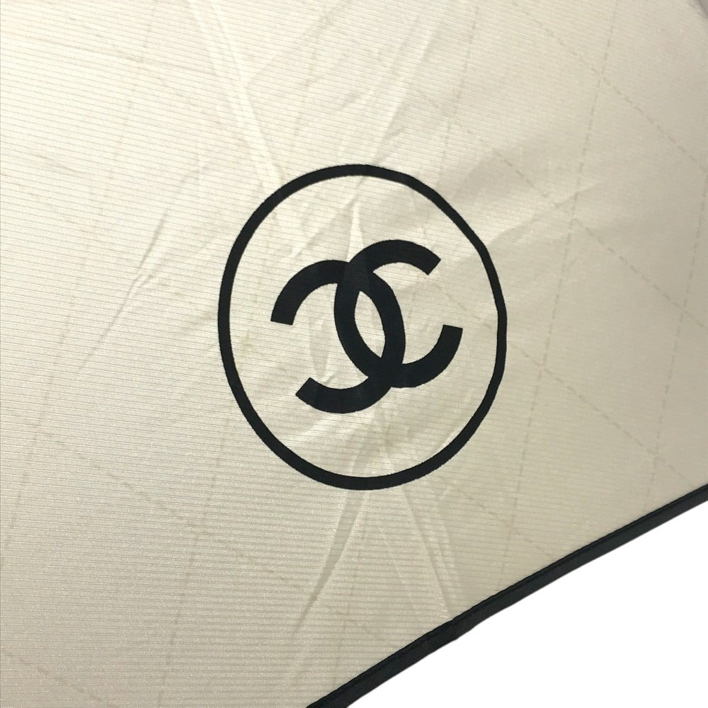 CHANEL CC CC Mark Bicolor Folding Umbrella umbrella polyester Beige/Black Used
