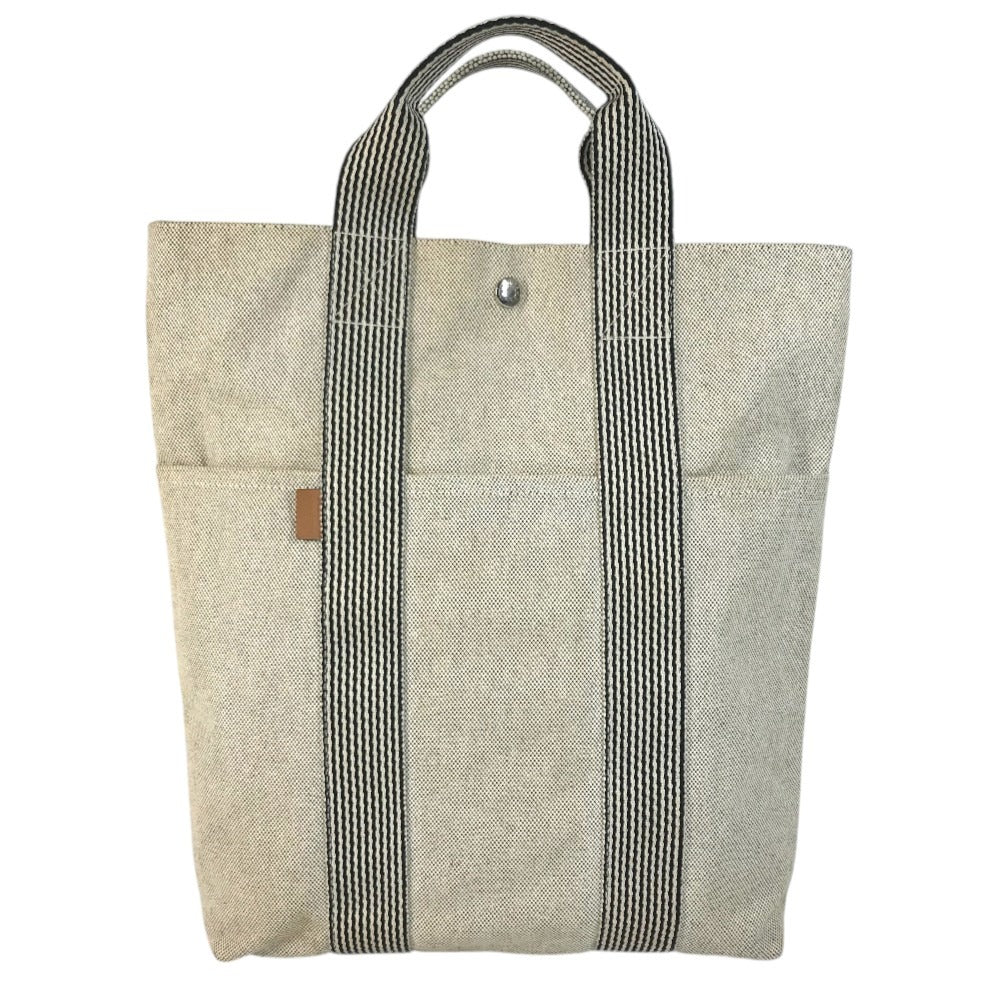 HERMES Fourre Tout Cabas Fourre Tout Cabas Tote Bag Vertical Hand Bag Canvas BlackBased/IvoryBased Used
