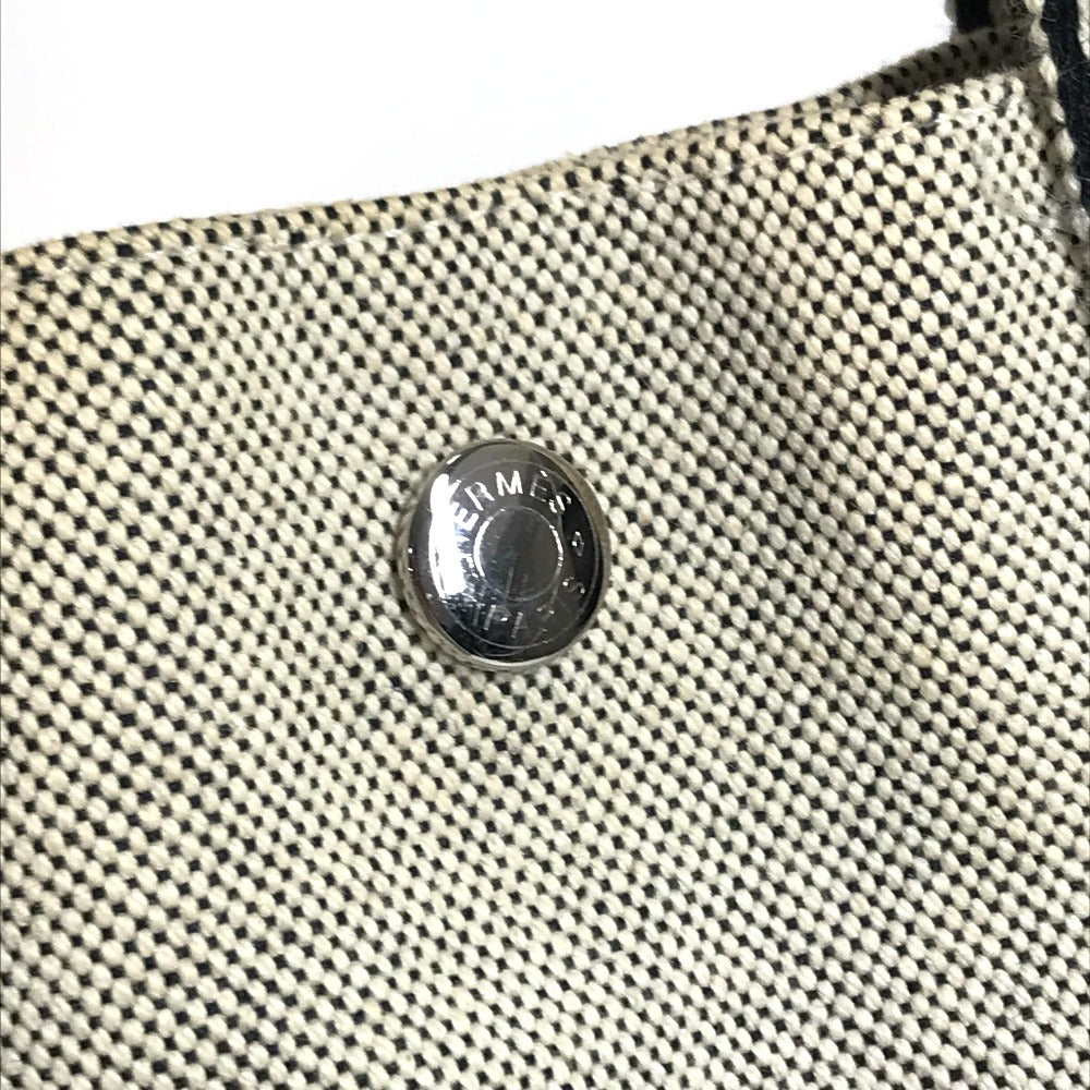 HERMES Fourre Tout Cabas Fourre Tout Cabas Tote Bag Vertical Hand Bag Canvas BlackBased/IvoryBased Used
