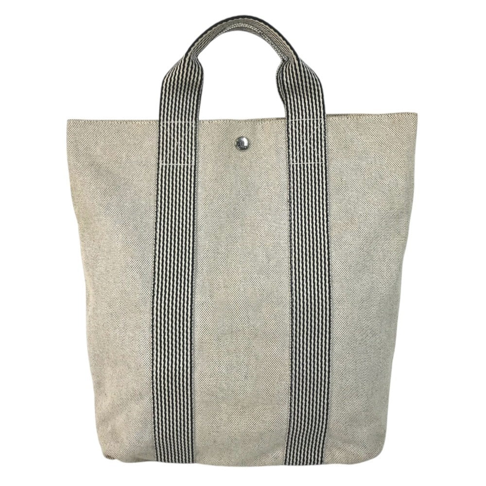 HERMES Fourre Tout Cabas Fourre Tout Cabas Tote Bag Vertical Hand Bag Canvas BlackBased/IvoryBased Used