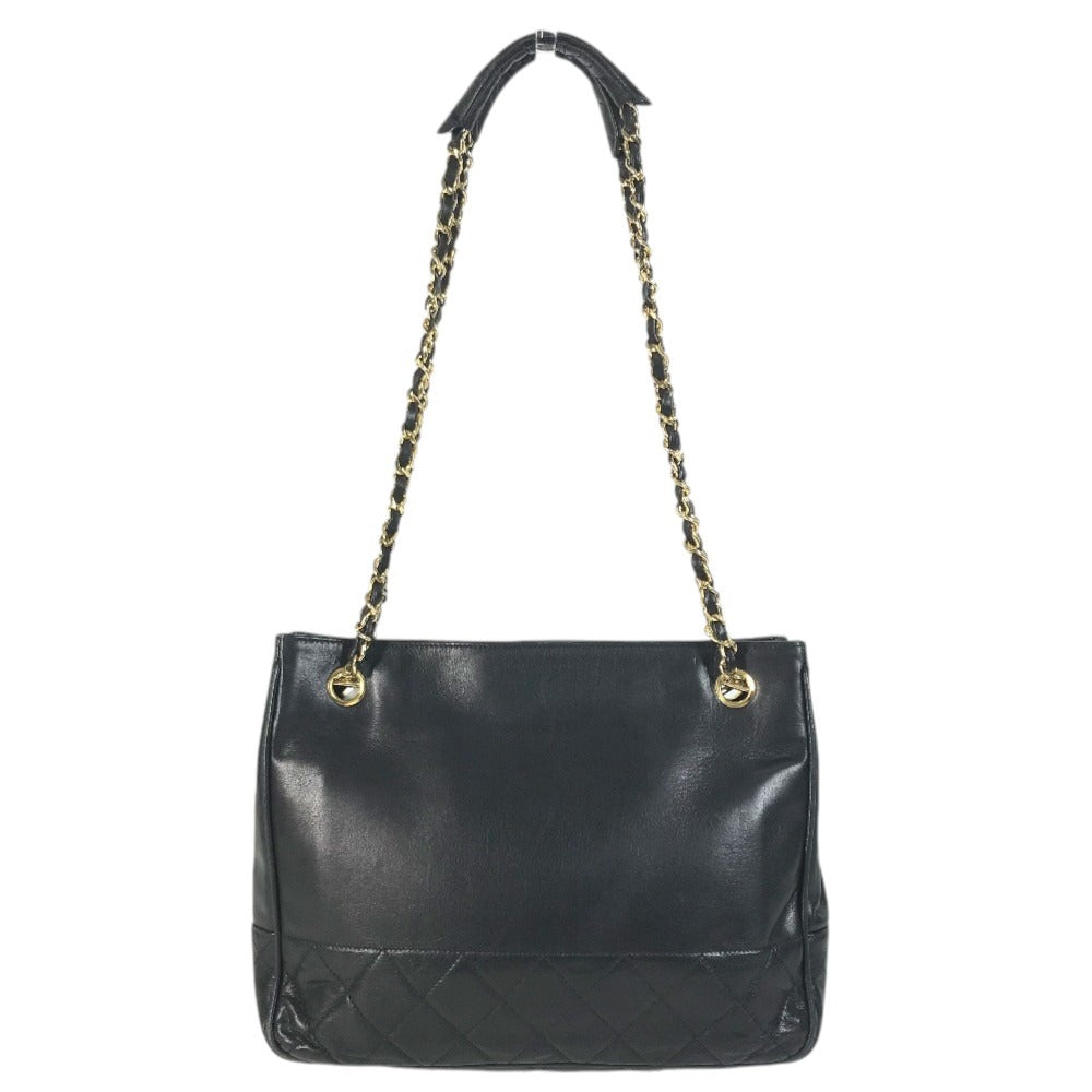 CHANEL vintage Matelasse Quilted Bag Double Chain Chain Bag Tote Bag Shoulder Bag Leather Black/Gold Used