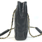CHANEL vintage Matelasse Quilted Bag Double Chain Chain Bag Tote Bag Shoulder Bag Leather Black/Gold Used