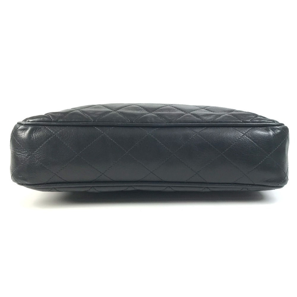 CHANEL vintage Matelasse Quilted Bag Double Chain Chain Bag Tote Bag Shoulder Bag Leather Black/Gold Used