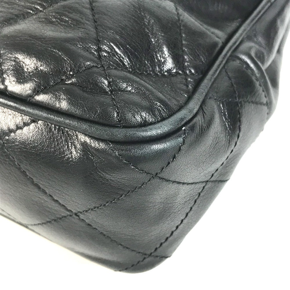CHANEL vintage Matelasse Quilted Bag Double Chain Chain Bag Tote Bag Shoulder Bag Leather Black/Gold Used