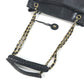 CHANEL vintage Matelasse Quilted Bag Double Chain Chain Bag Tote Bag Shoulder Bag Leather Black/Gold Used