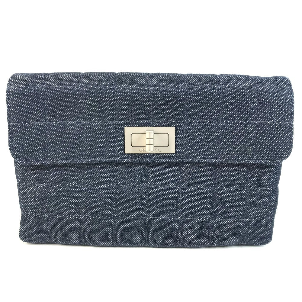 CHANEL 2.55 Hardware Logo Chocolate Bar Bag, Flap, Cluch Bag Clutch bag Denim blue Used