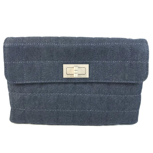 CHANEL 2.55 Hardware Logo Chocolate Bar Bag, Flap, Cluch Bag Clutch bag Denim blue Used